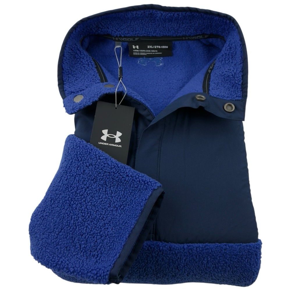 Under Armour Golf ¼ Snap Pullover Sherpa Hybrid Sweater Men's Size 2XL Blue